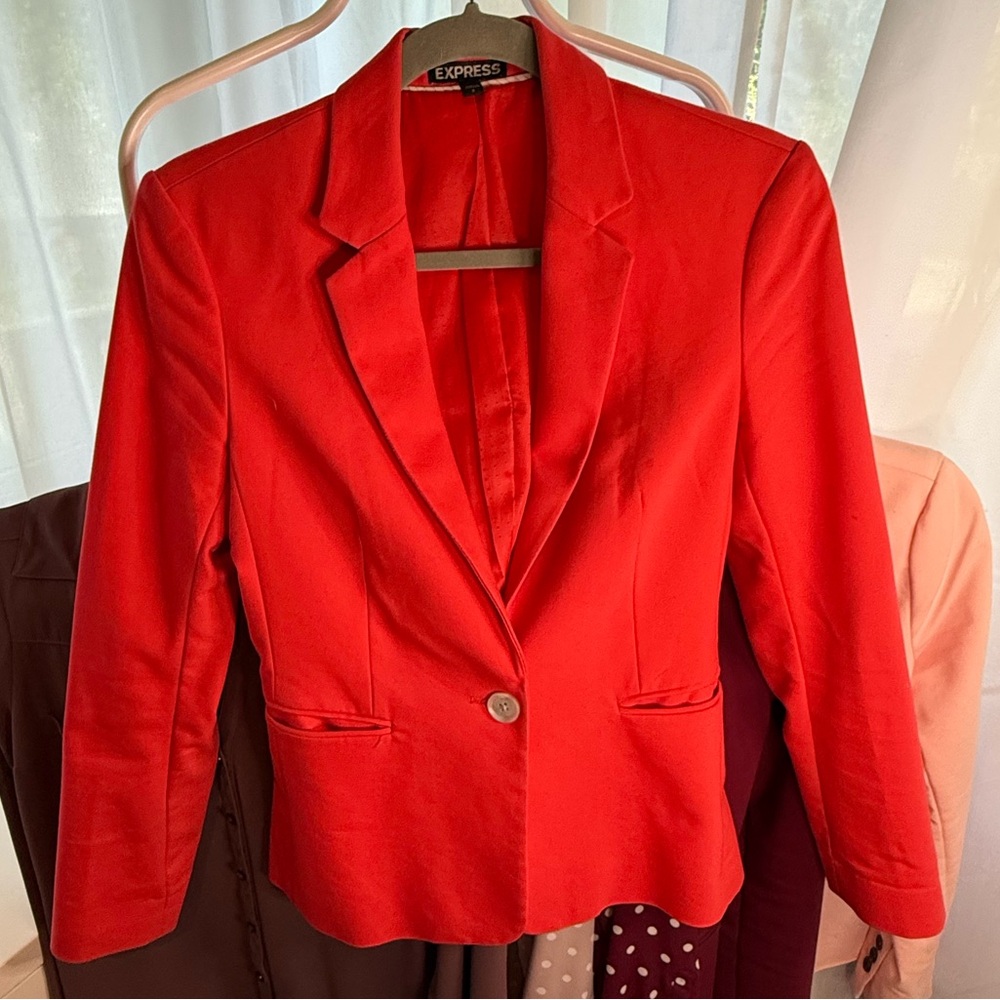 Express Women's One Button Blazer Bright Red